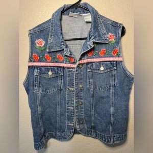 Vintage 2000s Bill Blass Embroidered Denim Vest